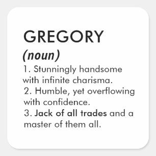 Pegatina Cuadrada nombre Gregory, nombre editable, nombre personaliz