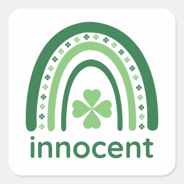 Pegatina Cuadrada Nombre inocente Clover Boho Rainbow (Anverso)