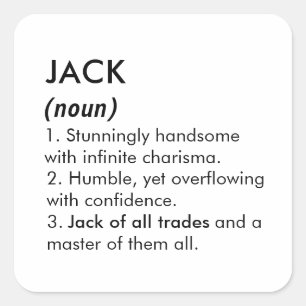Pegatina Cuadrada Nombre Jack, Nombre editable, Nombre personalizado