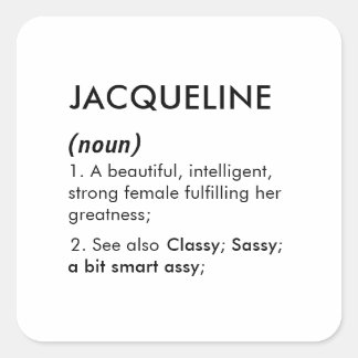 Pegatina Cuadrada nombre Jacqueline, nombre editable, nombre persona