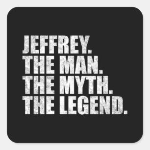 Pegatina Cuadrada nombre Jeffrey, Jeffrey El Hombre La Mitología La