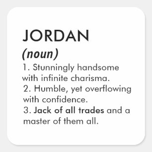 Pegatina Cuadrada nombre Jordan, nombre editable, nombre personaliza
