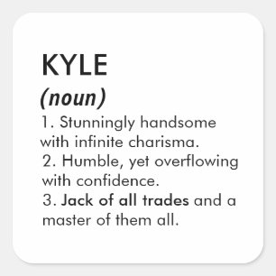 Pegatina Cuadrada Nombre Kyle, Nombre editable, Nombre personalizado