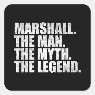 Pegatina Cuadrada Nombre Marshall,Marshall El Hombre El Mito La Leye