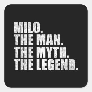 Pegatina Cuadrada Nombre Milo, Milo El Hombre El Mito La Leyenda