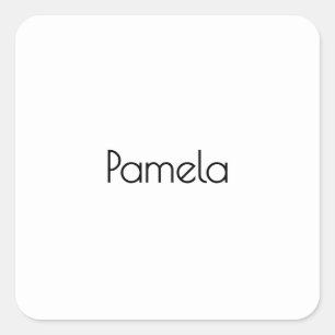 Pegatina Cuadrada Nombre moderno profesional en blanco y negro minim