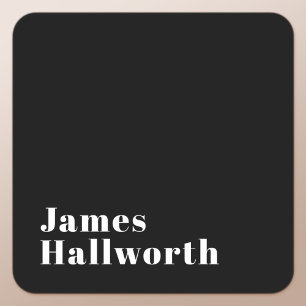 Pegatina Cuadrada Nombre moderno retro editable elegante (u otro tex