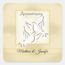 Pegatina Cuadrada Nombre personalizado, bendiciones de aniversario d