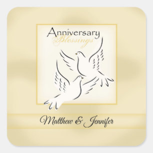 Pegatina Cuadrada Nombre personalizado, bendiciones de aniversario d
