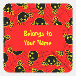 Pegatina Cuadrada Nombre personalizado Bookplate Funny Spids Hallowe