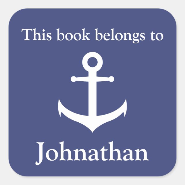 Pegatina Cuadrada Nombre Personalizado De Este Libro Pertenece Al Pe (Anverso)