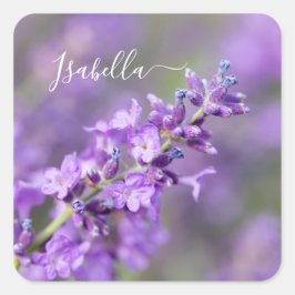 Pegatina Cuadrada Nombre personalizado de Lavender