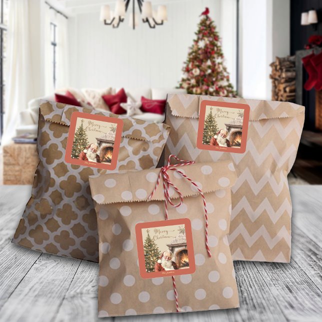 Pegatina Cuadrada Nombre personalizado de los Navidades tradicionale (Subido por el creador)