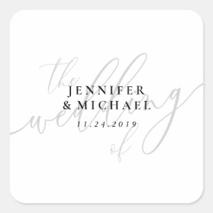 Pegatina Cuadrada Nombre personalizado del boda