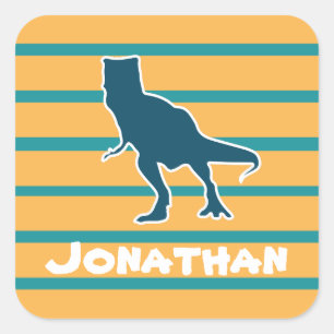 Pegatina Cuadrada Nombre personalizado del personalizado de dinosaur