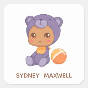 Pegatina Cuadrada Nombre personalizado del traje de rompecabezas del