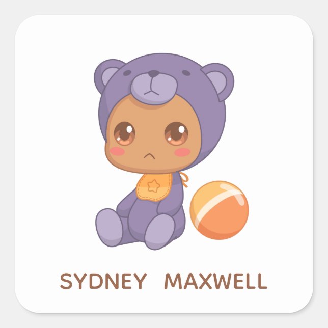 Pegatina Cuadrada Nombre personalizado del traje de rompecabezas del (Anverso)