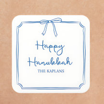 Nombre personalizado Elegante Blue Bow Hanukkah GI