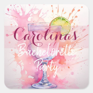 Pegatina Cuadrada Nombre Personalizado Grupo de la Novia/Despedida d