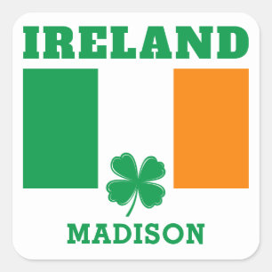 Pegatina Cuadrada Nombre personalizado Irlanda