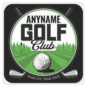 Pegatina Cuadrada NOMBRE Personalizado Jugador del Club de Golf Golf