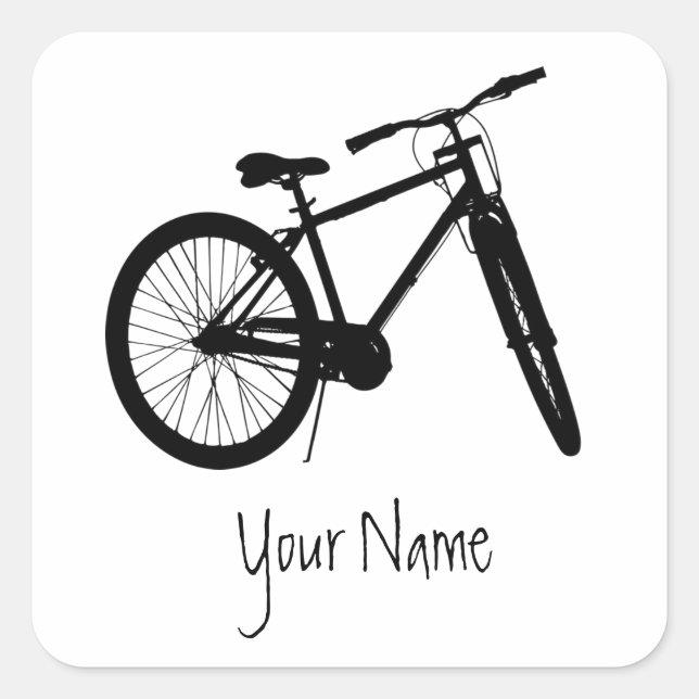 Pegatina Cuadrada Nombre Personalizado Libro Placa Bicicleta Bicicle (Anverso)