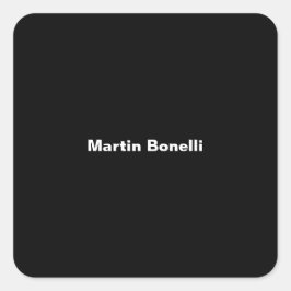 Pegatina Cuadrada Nombre personalizado Minimalista blanco negro mode