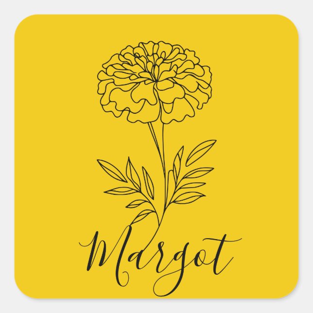 Pegatina Cuadrada Nombre personalizado Octubre Flor de Nacimiento Ma (Anverso)