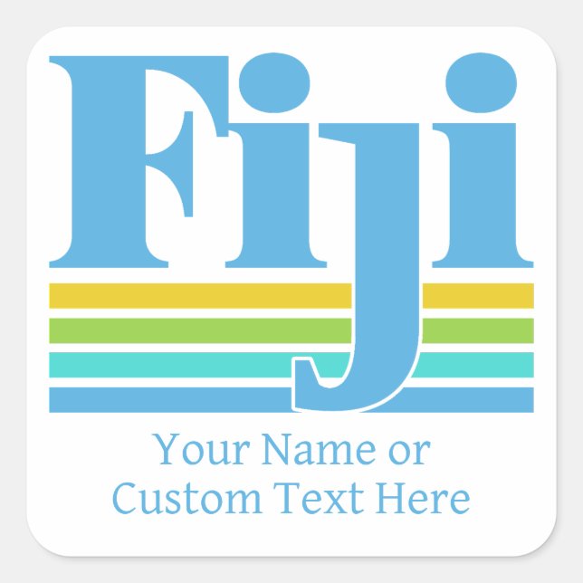 Pegatina Cuadrada Nombre personalizado / Texto Fiji (Anverso)