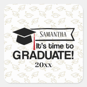 Pegatina Cuadrada Nombre personalizado y regalo de graduación de año