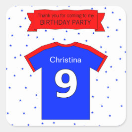 Pegatina Cuadrada Nombre personalizado y texto Novena fiesta de cump