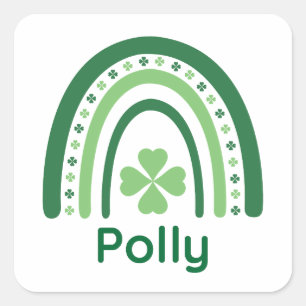 Pegatina Cuadrada Nombre polaco arcoiris de Clover Boho