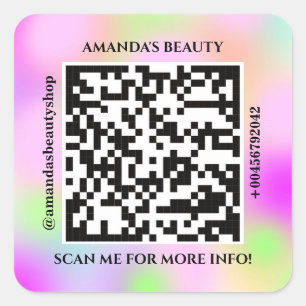 Pegatina Cuadrada Nombre promocional del código QR Holograma web Ros