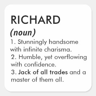 Pegatina Cuadrada nombre Richard, nombre editable, nombre personaliz