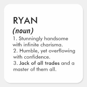 Pegatina Cuadrada nombre Ryan, nombre editable, nombre personalizado