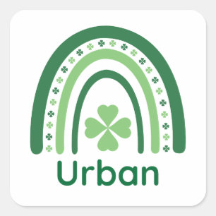 Pegatina Cuadrada Nombre urbano Clover Boho Rainbow