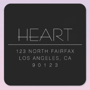 Pegatina Cuadrada Nombre y dirección minimo moderno y elegante   Neg