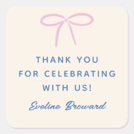 Pegatina Cuadrada Nombre y mensaje de Personalizado de plegado simpl