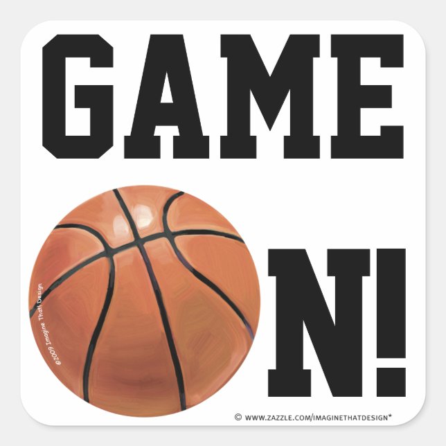 Pegatina Cuadrada Nombre y número del equipo de baloncesto (Anverso)