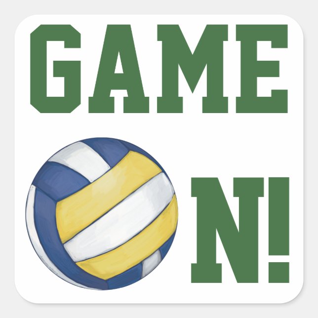 Pegatina Cuadrada Nombre y número del equipo de voleibol (Anverso)
