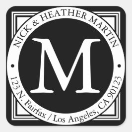 Pegatina Cuadrada Nombres, apellidos Dirección inicial y devolución 