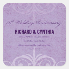 Pegatina Cuadrada Nombres personalizados, 50 aniversario Boda a pare