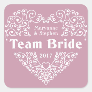 Pegatina Cuadrada Nombres personalizados de novias de equipo y stick