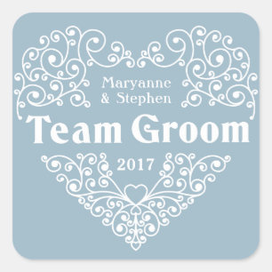 Pegatina Cuadrada Nombres personalizados de Team Groom y stickers de