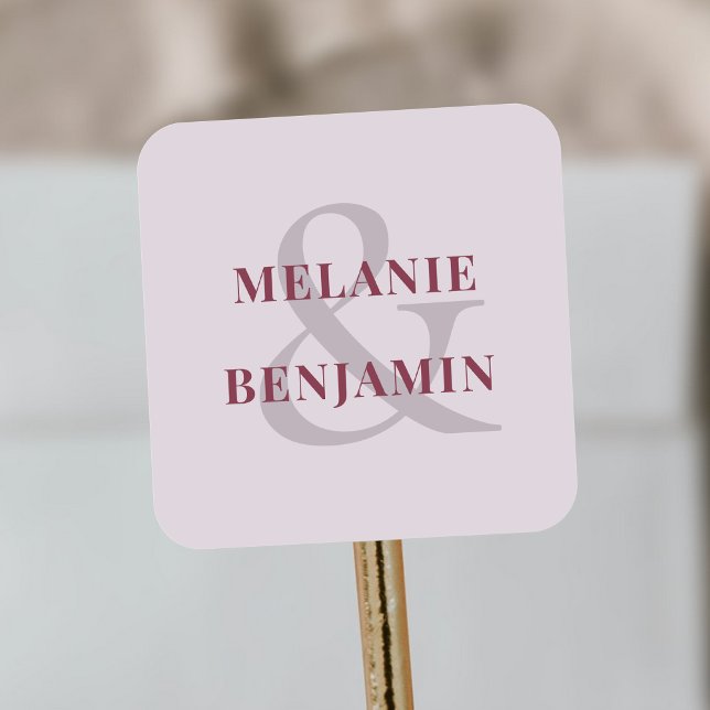 Pegatina Cuadrada nombres personalizados Simple Elegant Purple (custom Names Simple Elegant Purple Square Sticker)