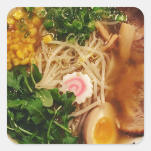 Pegatina Cuadrada Noodles de cerdo Ramen
