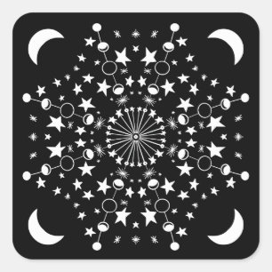 Pegatina Cuadrada Noonchild Mandala Stars Moon Child Witchart