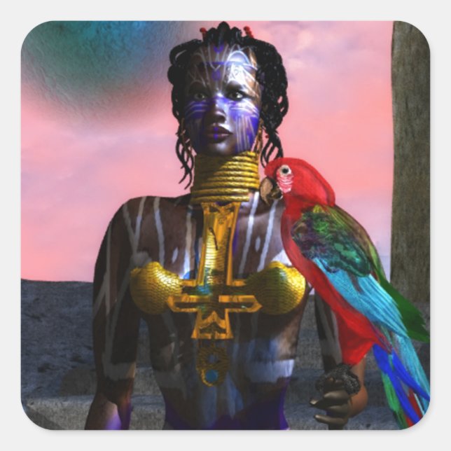 PEGATINA CUADRADA NORA CYBER WARRIOR (Anverso)