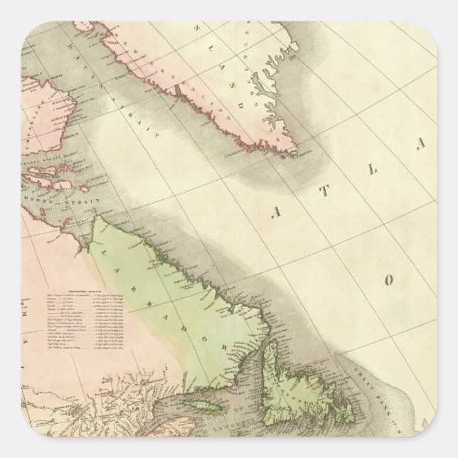 Pegatina Cuadrada Noreste de América del Norte (Anverso)
