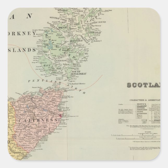 Pegatina Cuadrada Noreste de Escocia (Anverso)